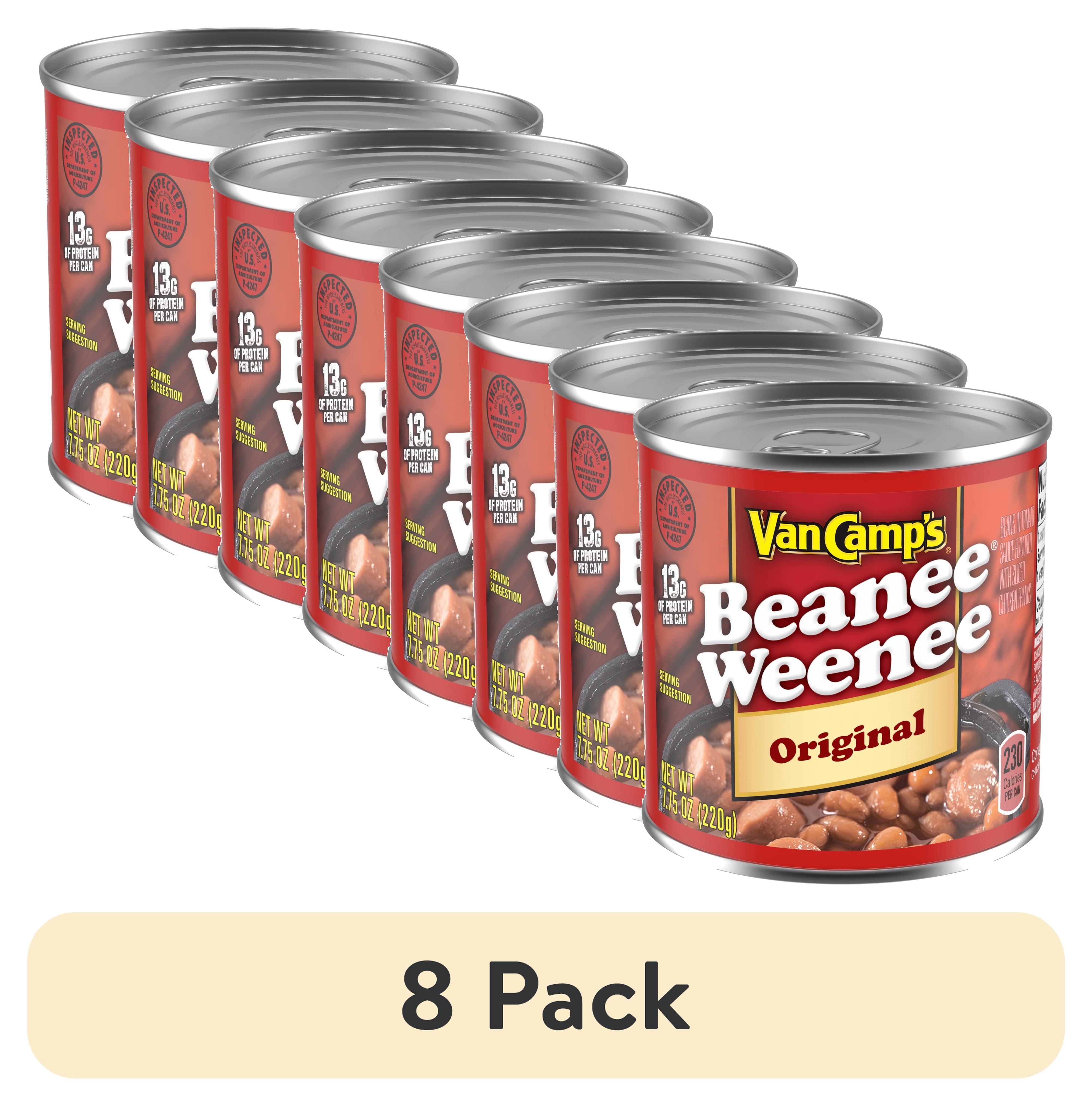 (8 pack) Van Camp's Original Beanee Weenee, 13g Protein Per Serving, Canned Food, 7.75 oz. Can