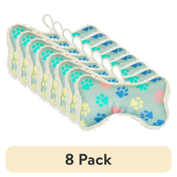 (8 pack) Vibrant Life Cozy Buddy Squeaky Bone Dog Toy, Color May Vary, Chew Level 1