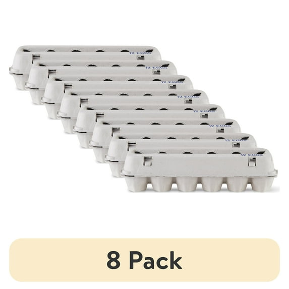 (8 pack) Vibrant Life Egg Cartons, Natural Pulp Paper Material, Holds 12 Eggs