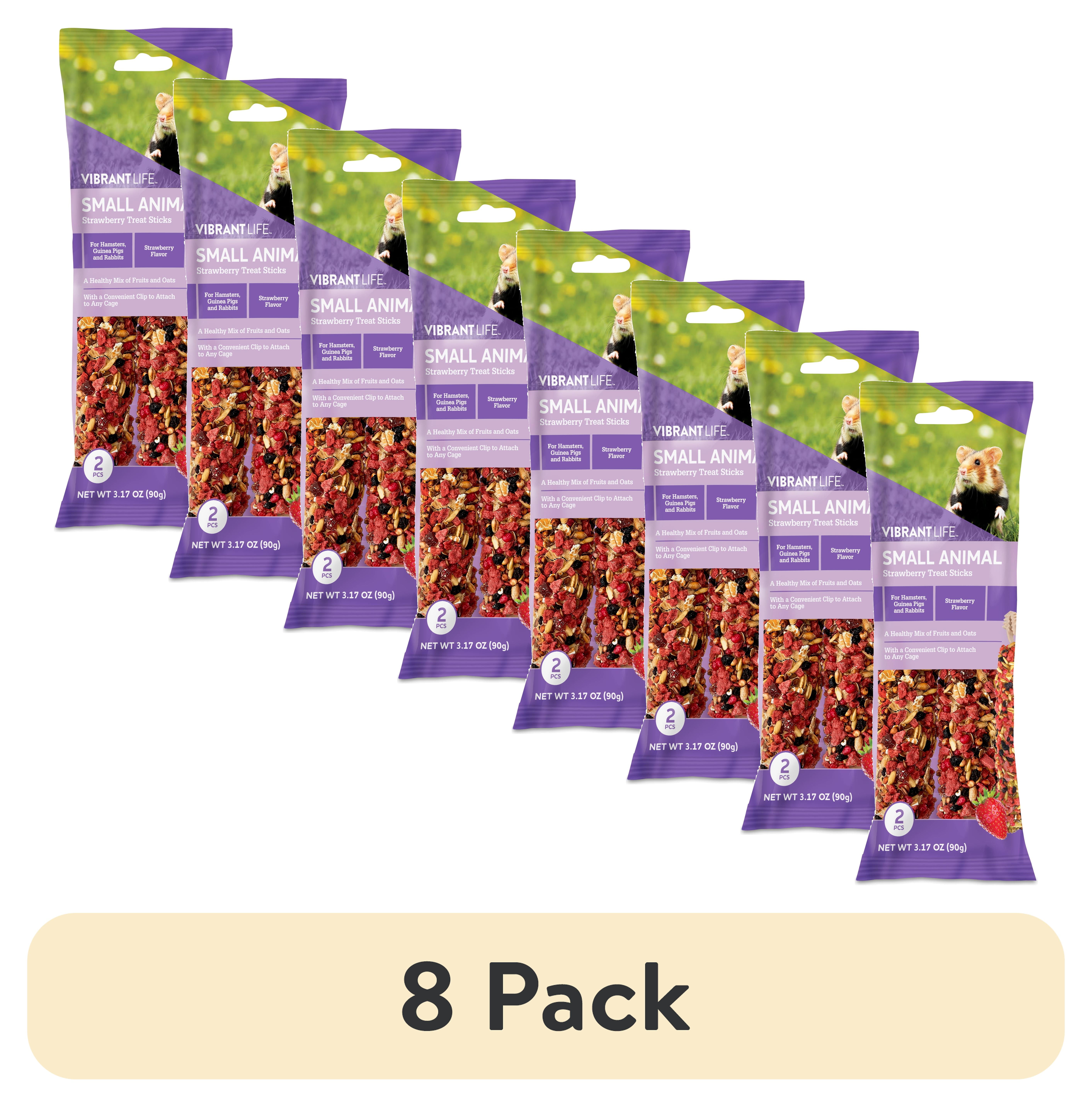 (8 pack) Vibrant Life Small Animal Treat Sticks, Strawberry, 3.17 oz. Bag, 2 Pieces