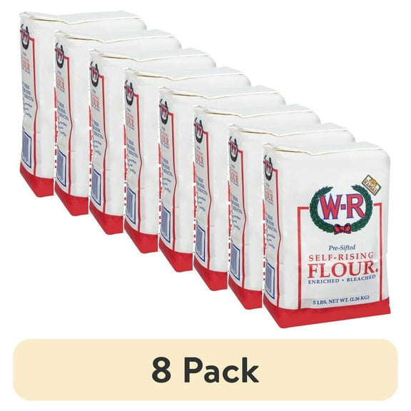 (8 pack) W-R: Flour Self-Rising Enriched Bleached Pre-Sifted Baking Supply, 5 Lb