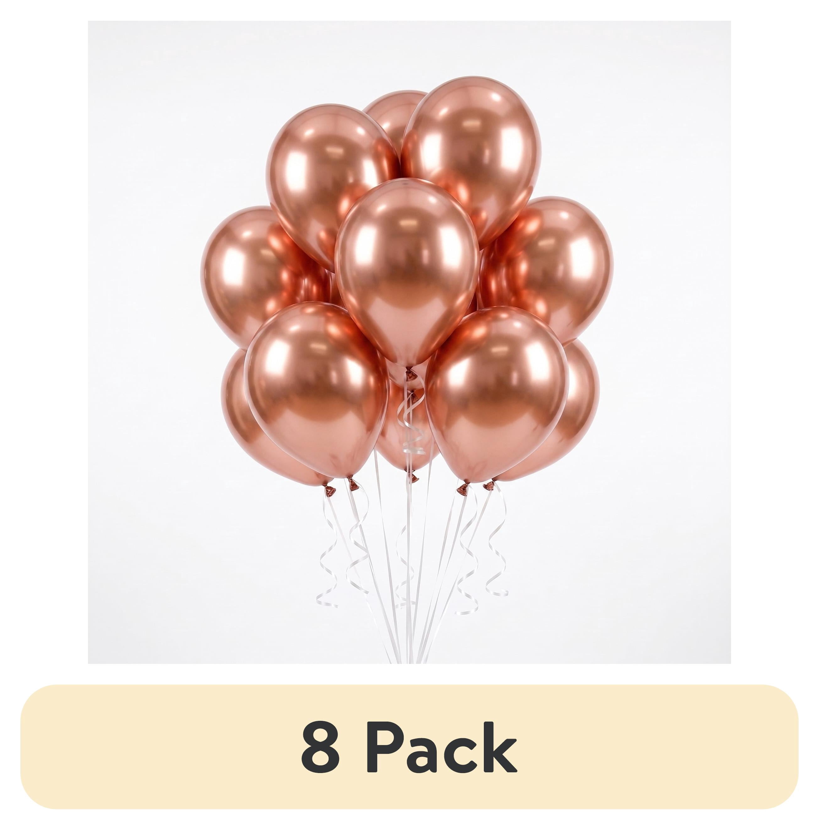 (8 pack) 12" Rose Gold Metallic Latex Balloons with Chrome Effect, 5 Pieces, by Way To Celebrate