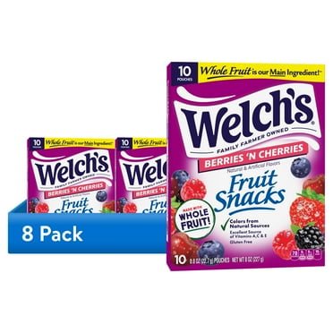 (8 pack) Welch's Fruit Snacks Gluten-Free Berries 'N Cherries Soft Fruit Snacks for Halloween, .8 oz, 10 Count