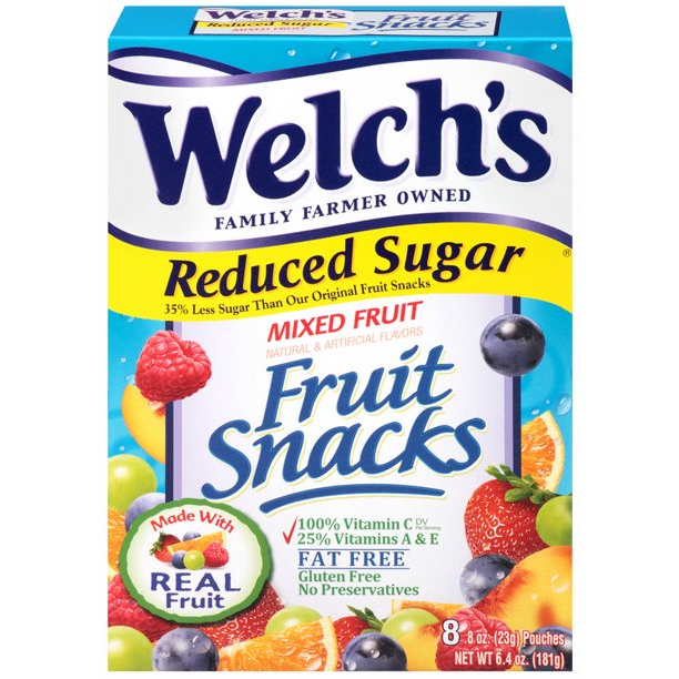 (8 pack) (8 pack) Welch's Fruit Snacks Reduced Sugar Mixed Fruit Soft Fruit Snacks, .8 oz, 8 Count