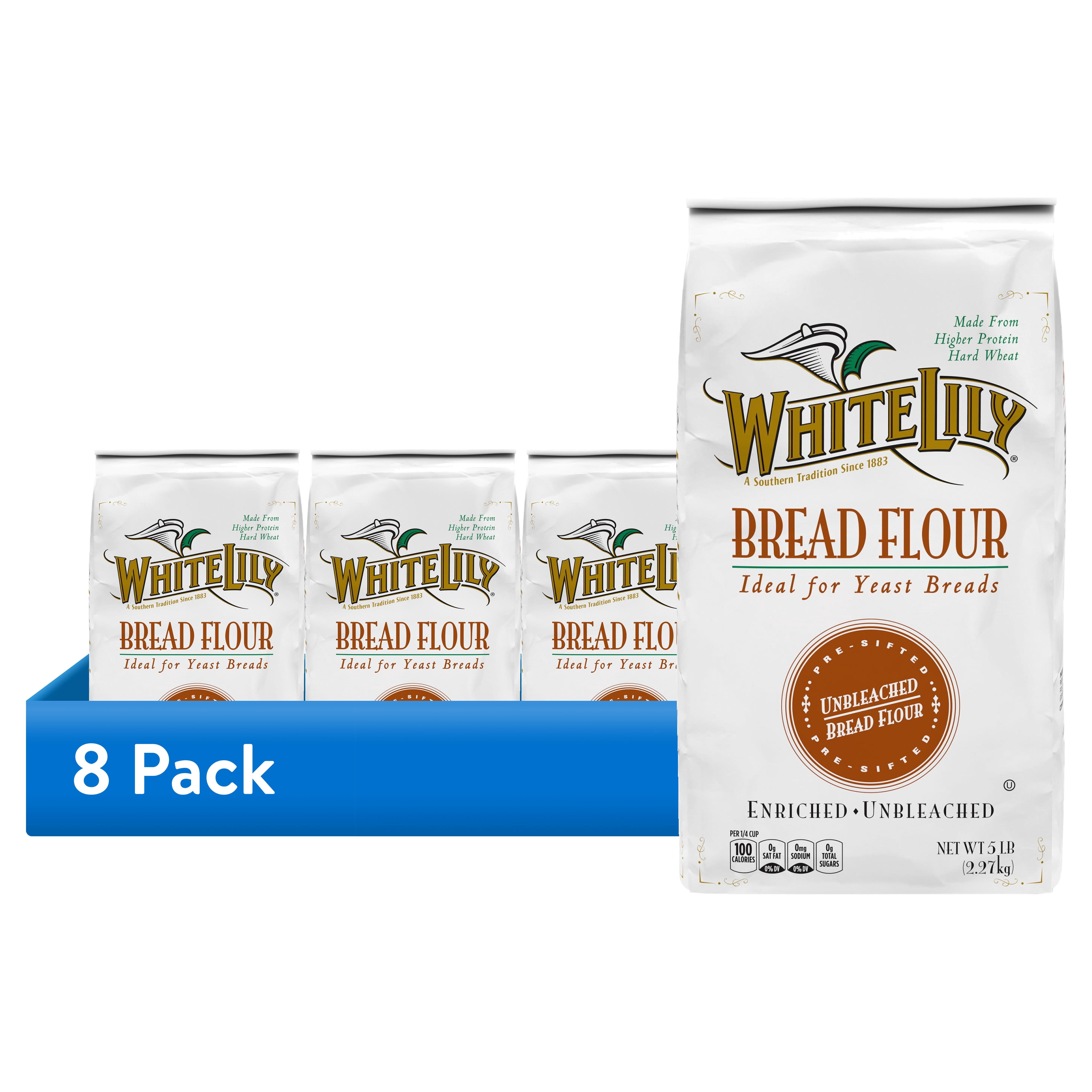 (8 pack) White Lily Bread Flour, 5 lb Bag