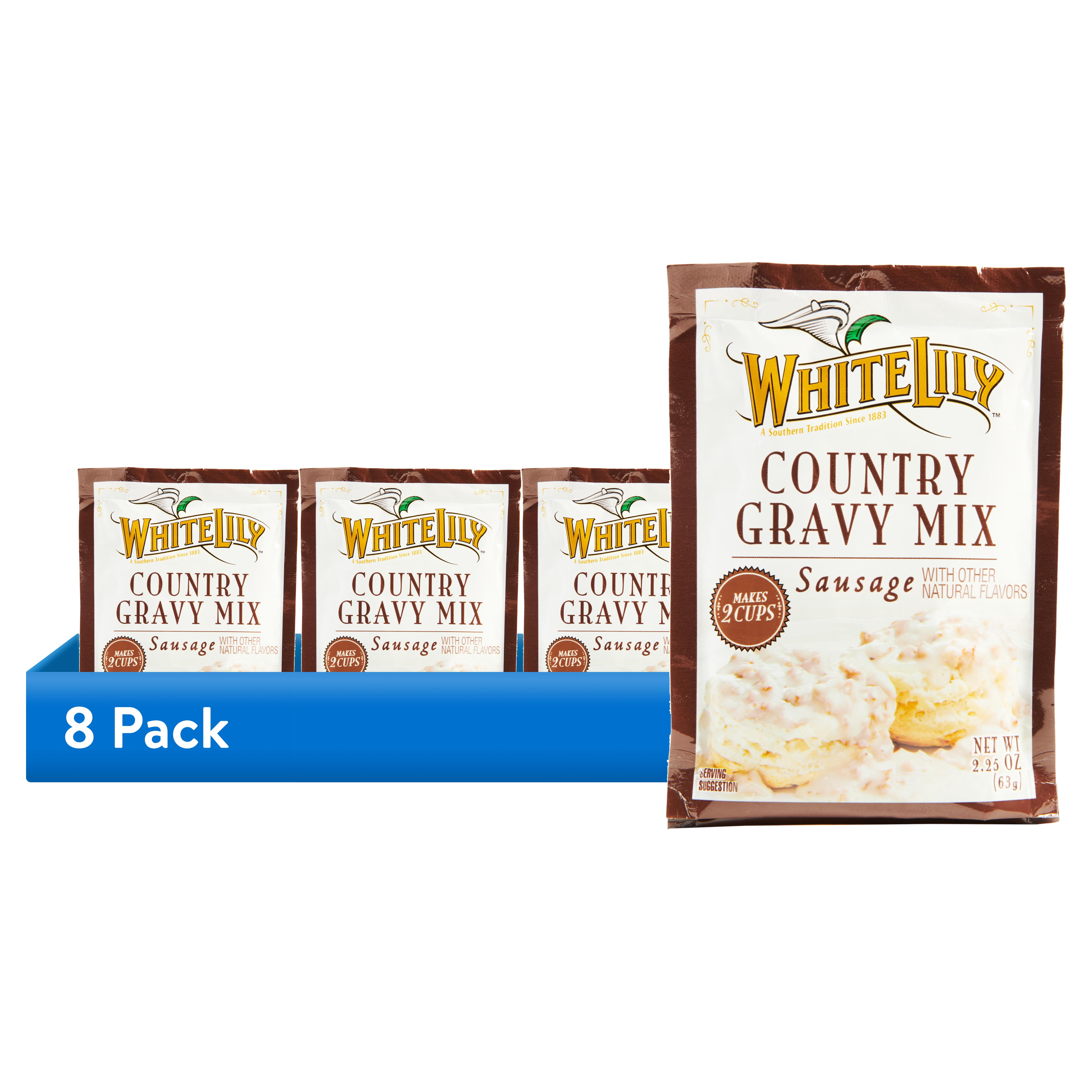 (8 pack) White Lily Sausage Country Gravy Mix, 2.25 oz Envelope