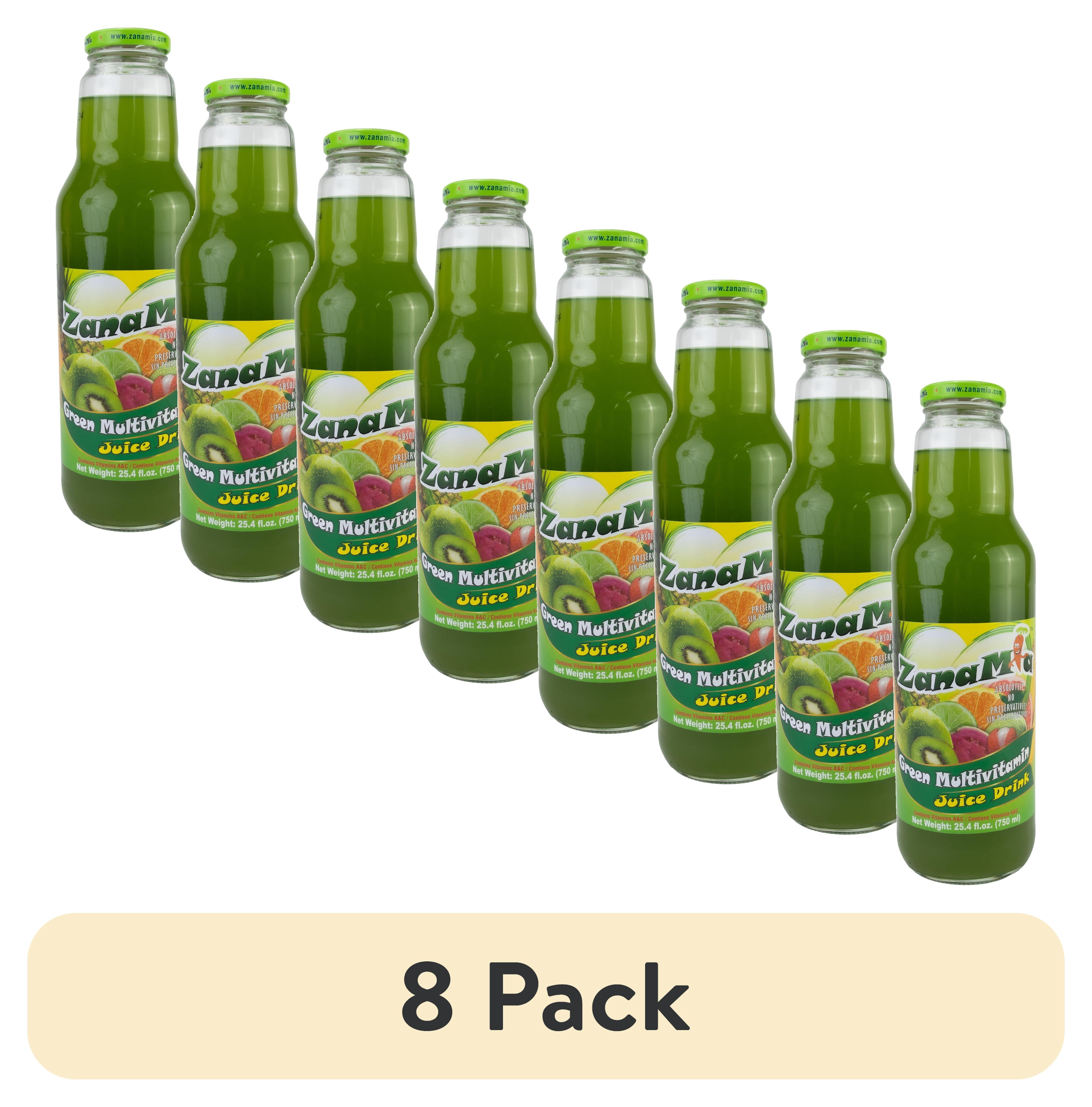 (8 pack) ZanaMia Green Multivitamin Juice Drink, 25.4 fl oz Single Glass Bottle