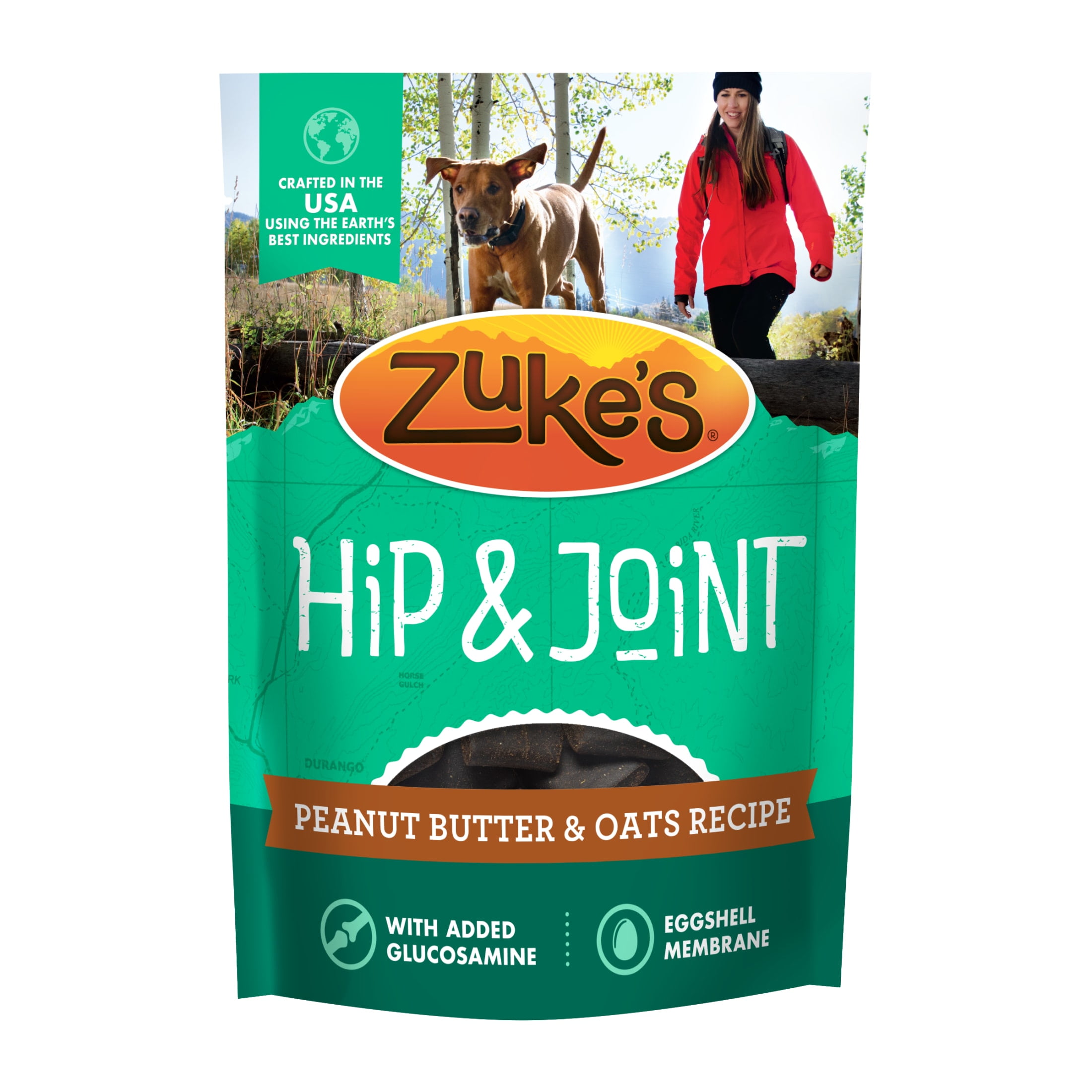 (8 pack) Zuke's Hip & Joint Soft Dog Treats, Natural Peanut Butter & Oats Recipe Tender Chews, 6 oz Pouch