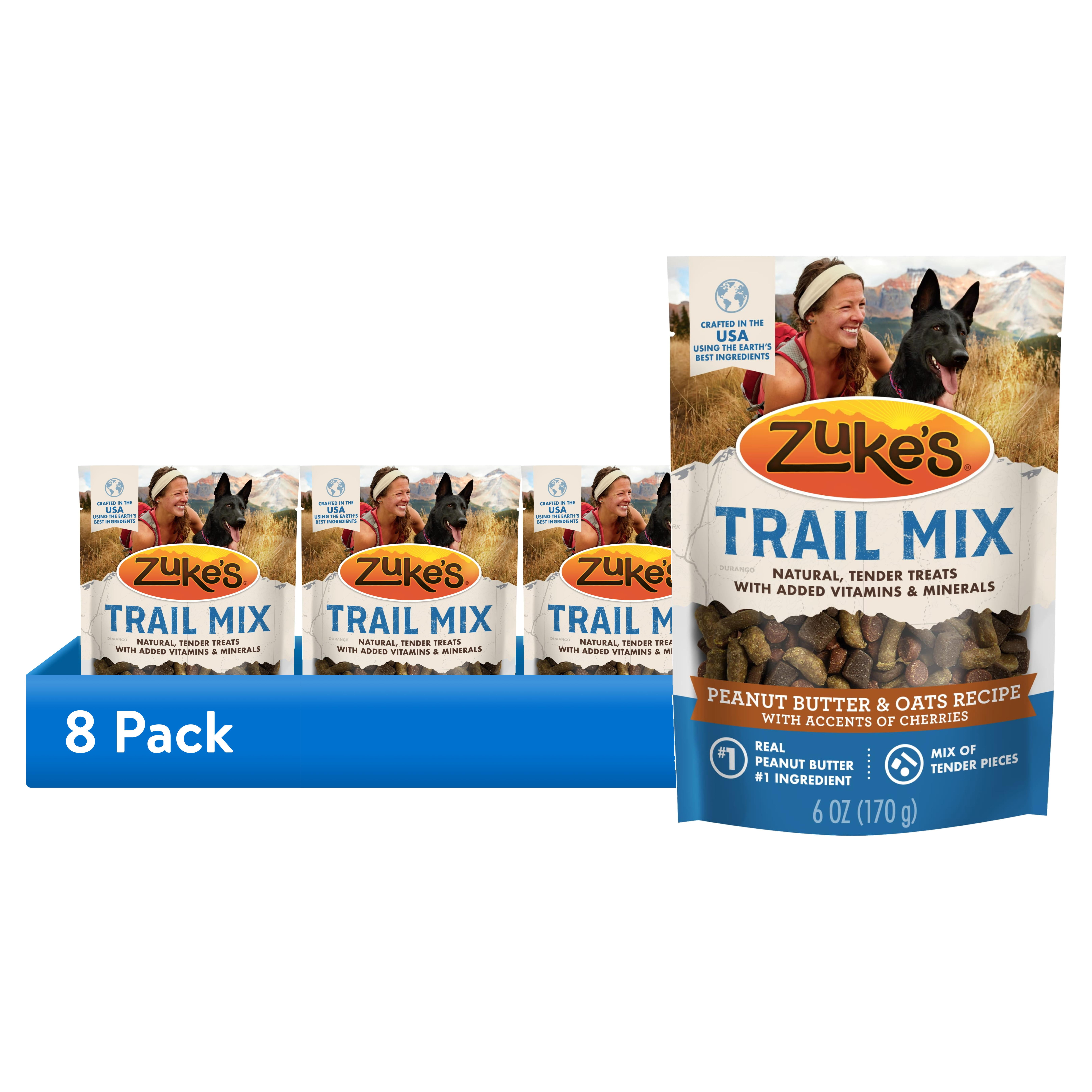(8 pack) Zuke’s Trail Mix Pet Treats for Dogs, Real Peanut Butter & Oats Recipe Soft Dog Treats, 6 oz Pouch