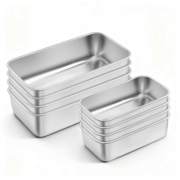 8-pack bread tray set, 9x 5 inch bread tray and 6.3x 3.5 inch mini bread tray for baking bread, stainless steel medium bun bread tray for meatloaf cake, healthy and non-toxic, 4 medium 4 small