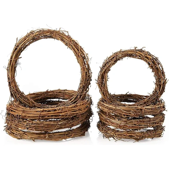 8-pack of natural grapevines - 2 sizes - for Easter and spring wreaths