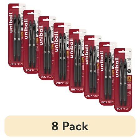 (8 pack) uniball™ 207 PLUS+ Retractable Gel Pen, Medium Point (0.7mm), Black, 2 Pack