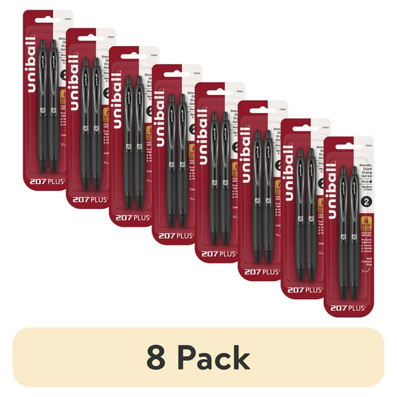 (8 pack) uniball™ 207 PLUS+ Retractable Gel Pen, Medium Point (0.7mm), Black, 2 Pack
