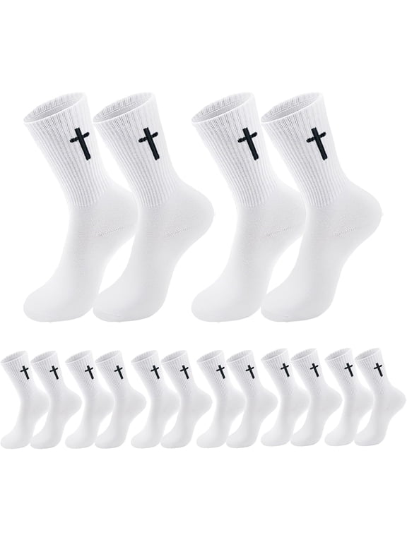 8 pair Christian cross socks prayer stockings suitable for husband, wife, family, birthday Christmas Easter gift