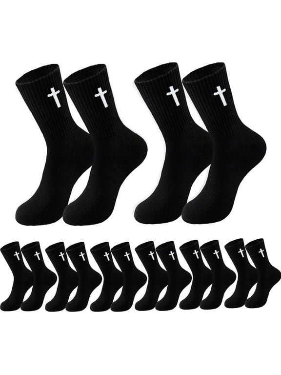 8 pair Christian cross socks prayer stockings suitable for husband, wife, family, birthday Christmas Easter gift