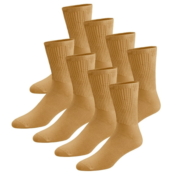 8 pairs of Thin Combed Cotton Diabetic Socks for Men & Women, Loose, Wide, Non-Binding Neuropathy Low-Crew Socks (Beige, Fit's Shoe Size 7-11)