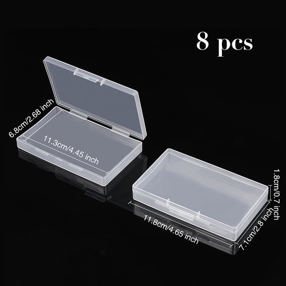 8 pc 8pcs Clear Rectangle Polypropylene Storage Containers box 11.8x7.1x1.8cm Case with Lids for Small Items and Other Craft Projects