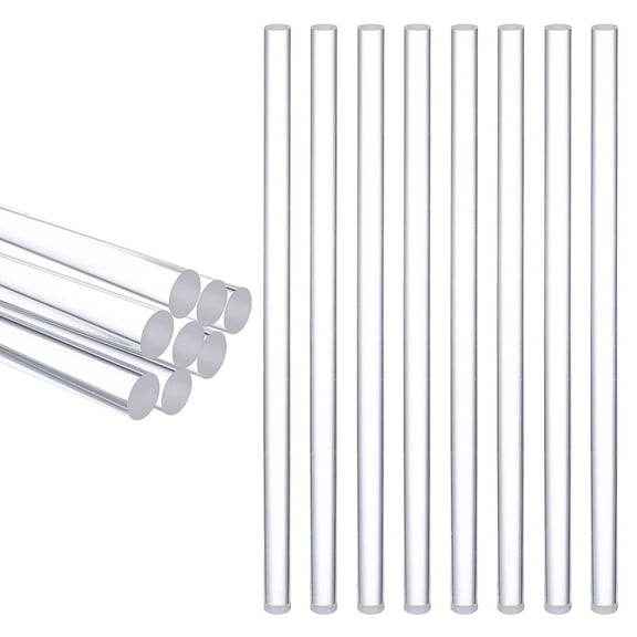 8 pc Acrylic Rods Solid Home Building Decoration Accessories Plastic PMMA Stick Column Round 300x12mm