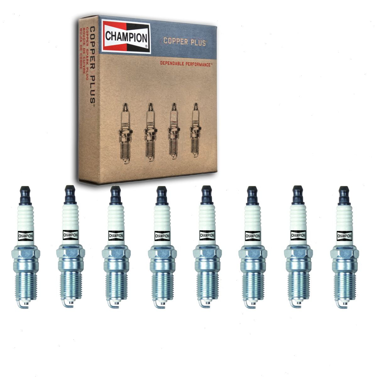 8 pc Champion Copper Plus Spark Plugs compatible with Chevrolet Tahoe 4.8L 5.3L 6.0L 6.2L V8 2000-2014