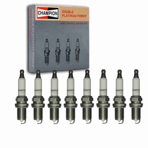 8 pc Champion Double Platinum Spark Plugs compatible with Land Rover Range Rover Sport 4.2L 4.4L V8 2006-2009