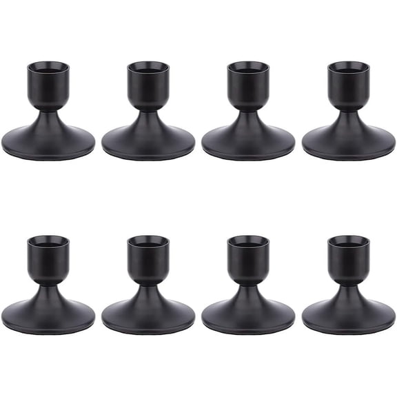 8 pc Iron Candle Holders for Rustic Wedding Party Birthday Holiday Decoration Cone Black 6.75x5.8cm Inner Diameter: 2.2cm