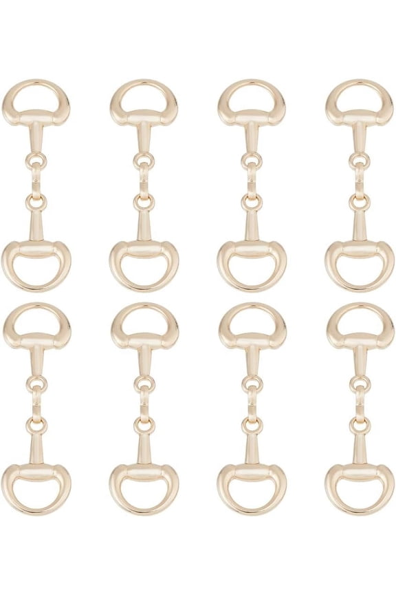 8 pc Light Gold Double D-Rings Snaffle Bit Buckles Equestrian Jewelry Making Metal Link for Necklaces Bracelets Foldable Connecting Clasp for DIY Snaffle Bit for Women