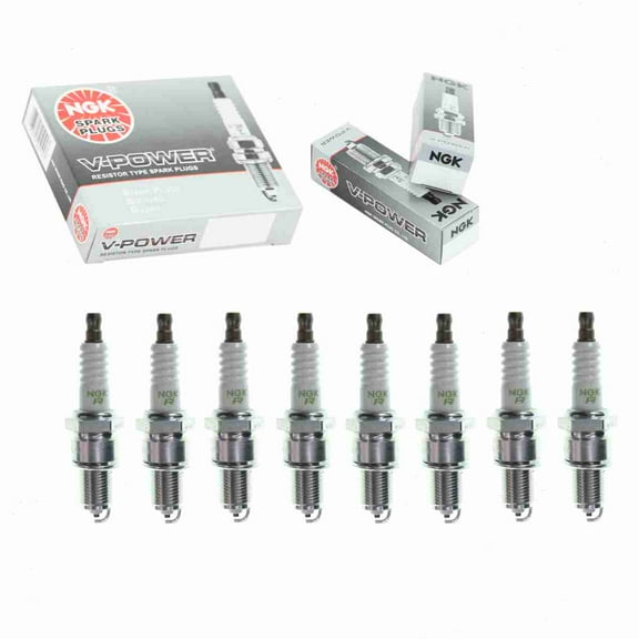 8 pc NGK V-Power Spark Plugs compatible with Land Rover Range Rover 3.5L 3.9L 4.0L 4.2L 4.6L V8 1987-2002