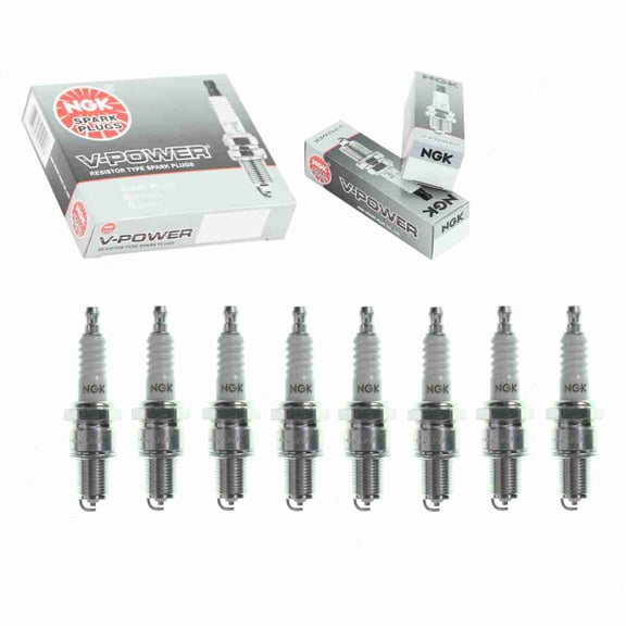 8 pc NGK V-Power Spark Plugs compatible with Rolls-Royce Silver Shadow 6.2L 6.8L V8 1966-1976