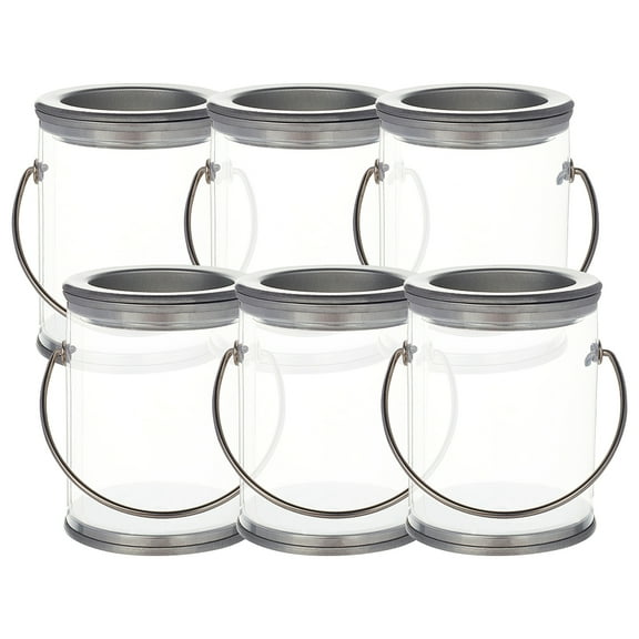 8 pc PVC Portable Visual Cylinder with Tinplate Lid and Handle Column Clear 2-1/8x2-5/8 inch(5.3x6.8cm)