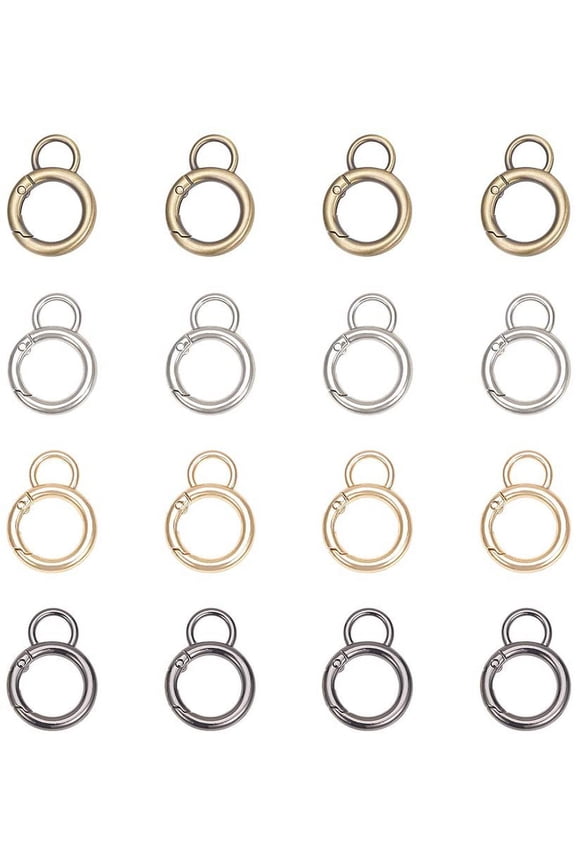 8 pcs 4 Colors Zinc Alloy Key Clasps Spring O Ring Round Carabiner Snap Clip Hook Trigger Spring Keyring Buckle for Bags Purses Keychain