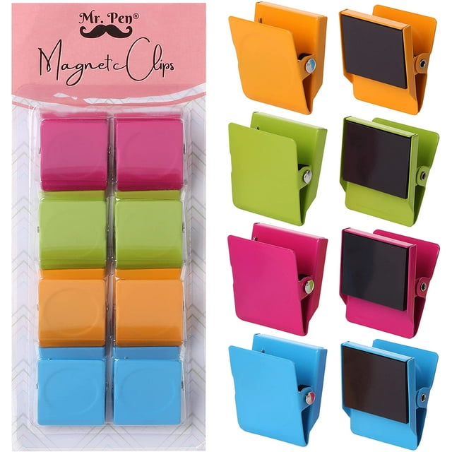 8 pcs, Assorted Color, 1.2”, Metal Clips, Clip Magnets, Magnet Clips, Fridge Magnet Clips, Magnetic Clips for Refrigerator