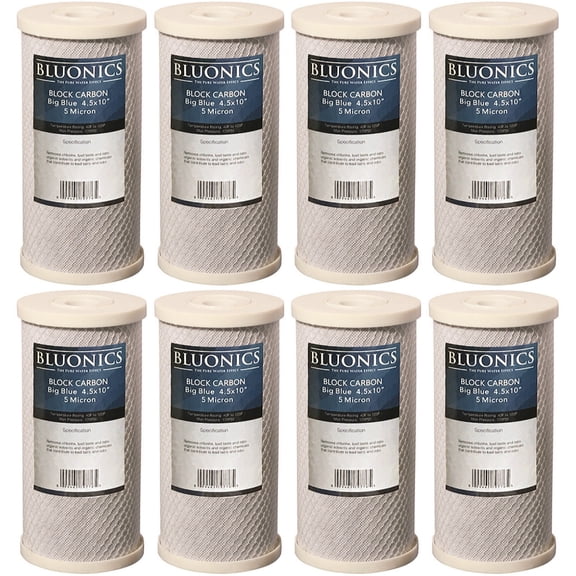 8 pcs Big Blue CTO Carbon Block Water Filters 4.5" x 10" Whole House Cartridges