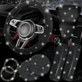 thumbnail image 1 of 8 pcs Bling Car Accessories Set for Women, Steering Wheel Cover, Sparkly Seat Belt Covers, Bling Gear Shift Cover, Universal Fit Most Cars (Black Diamond), 1 of 7