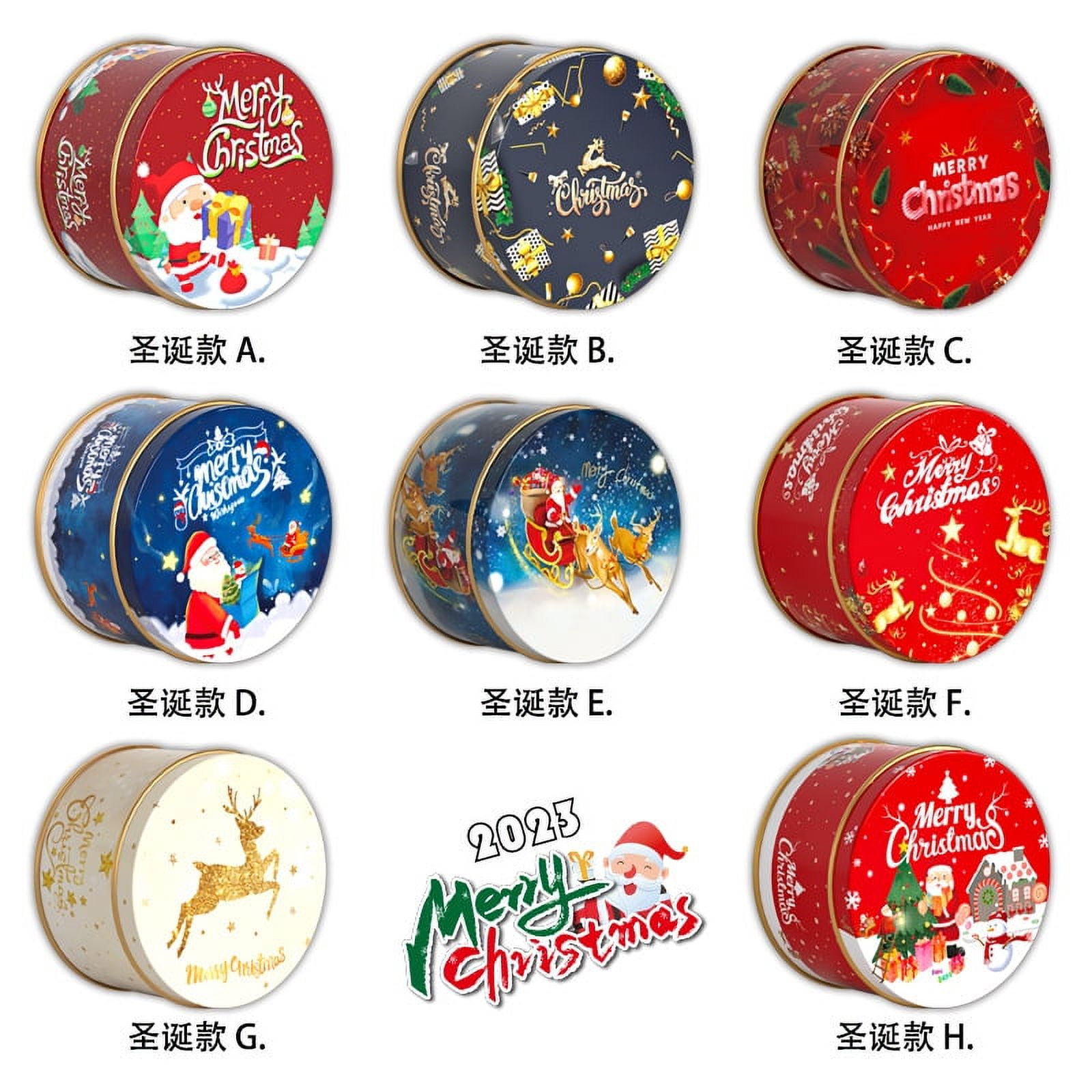 8 pcs Christmas Gift Card Tinplate Boxes Christmas Metal Gift Boxes