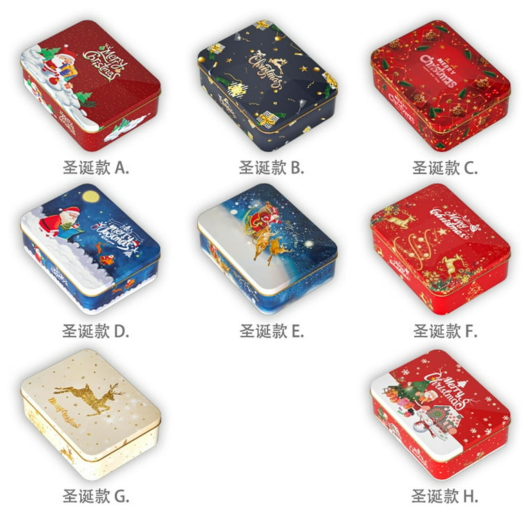 8 pcs Christmas Gift Card Tinplate Boxes Christmas Metal Gift Boxes Small Gift Boxes with Lids