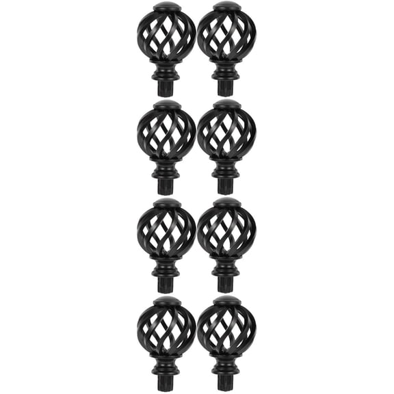 WRITWAA Curtain Rod Finials Classic Cage Design Black for Decoration 8Pcs