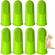 8 pcs Dog Finger Toothbrush,Dog Toothbrush,Pet Oral Cleaning and Care Tools,Dental Care for Puppies, Cats and Small Pets,Fingertip Pet Toothbrush (Green)