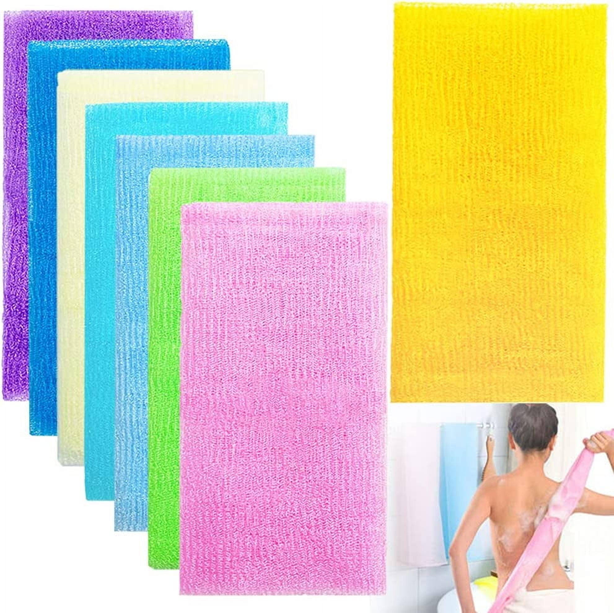 8 pcs Exfoliating Towel Beauty Skin Bath Wash Cloth Towel Microabrasion Towel Nylon Japanese Bath Towel Magic Shower Washcloth for Body 35 inches Washcloth Loofah Exfoliating Body Scrub Back Scrubber ...