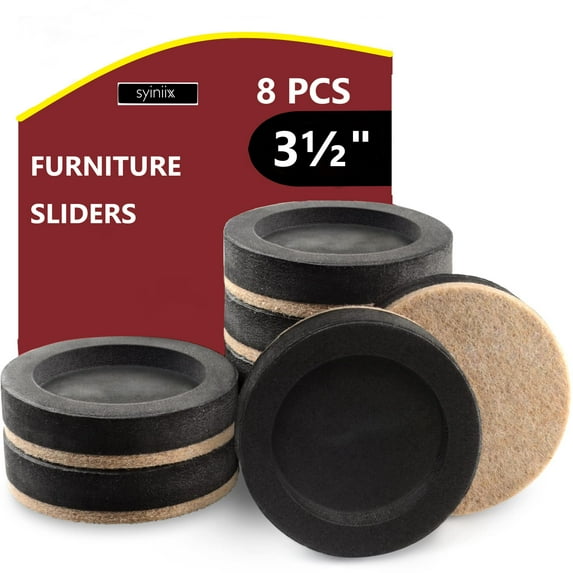 8 pcs Felt Furniture Sliders for Hardwood Floors - 3.5 Inch Heavy-Duty Movers with Unique Design - Easily Move Your Furniture