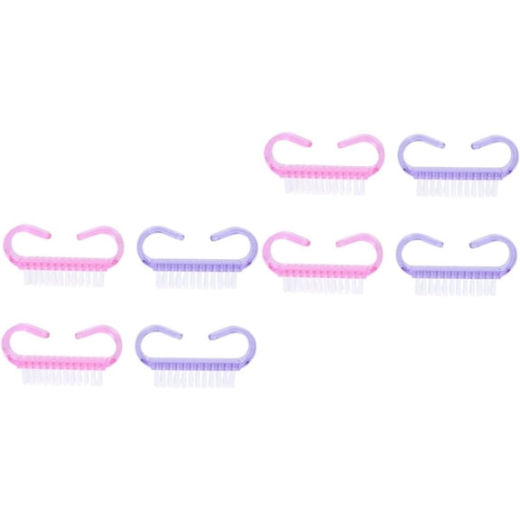 8 pcs Fingernail Mini Cleaning Tool Brushes Hand Handle For Random Tools Kit Scrubbing Bristle Manicure Cleaner Nailsramdom Small Scrub Men Toes Women Stiff And Grip Color