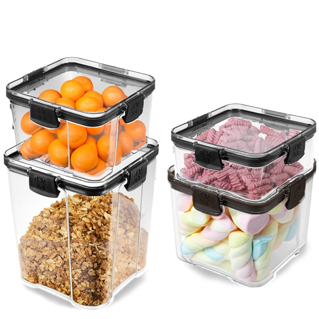 8 pcs Food Storage Containers Set with Airtight Lids, Leakproof Meal Prep Containers 127 fl oz, Microwave Safe, Dishwasher Safe, Multi Colors 4-Sides Clip