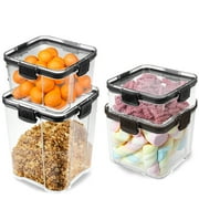 8 pcs Food Storage Containers Set with Airtight Lids, Leakproof Meal Prep Containers 127 fl oz, Microwave Safe, Dishwasher Safe, Multi Colors 4-Sides Clip