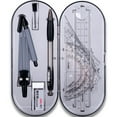 thumbnail image 1 of 8 pcs Math Tool Set Geometry School Compass Ruler Triangle Protractor Eraser, 1 of 7