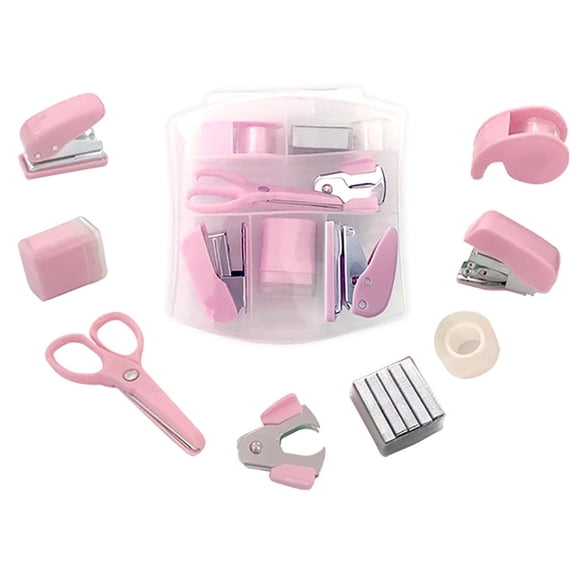 8 pcs Mini Office Supply Kits – Includes Mini Stapler, Scissors, Staple Remover, Puncher, Pencil Sharpener, Tape Dispenser