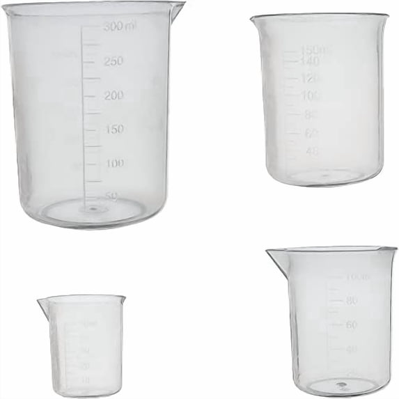 8 pcs Plastic Graduated Beakers Transparent Lab Measuring Cup 50ml ...