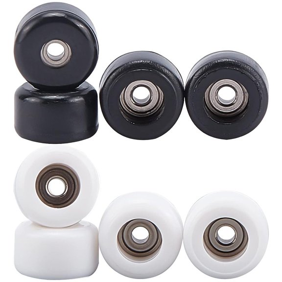 8 pcs Polyurethane Fingerboard Bearing Wheels Black/White Fingerboard CNC Lathed Bearing Wheels Mini Skateboard CNC Bearing Wheels DIY