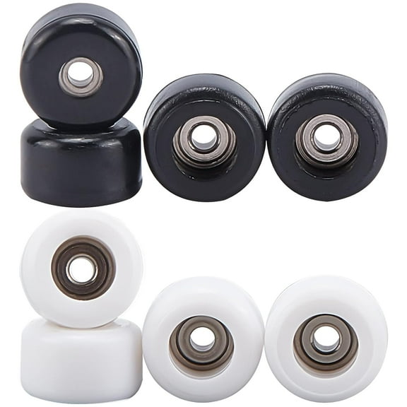 8 pcs Polyurethane Fingerboard Bearing Wheels Black/White Fingerboard CNC Lathed Bearing Wheels Mini Skateboard CNC Bearing Wheels