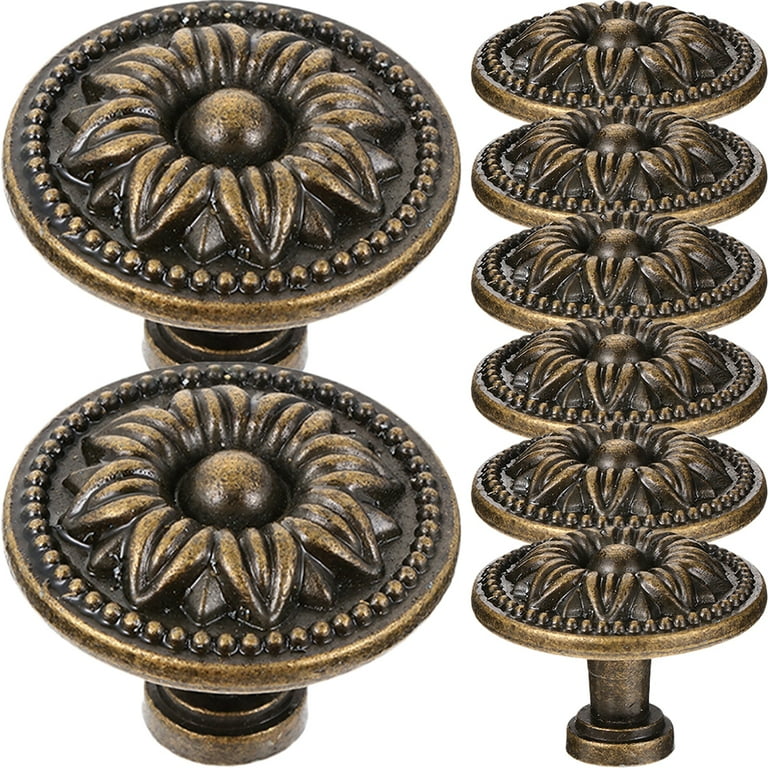 8 pcs Round Cabinet Knobs European Style Vintage Drawer Knob Dresser Knob for Home