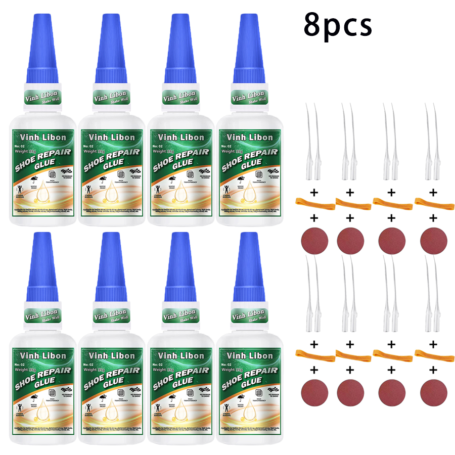 8 pcs Strong Versatile Shoe Repair Glue - Precision Nozzle Adhesive For Sneakers, Faux & Soft Resin Shoes - Ideal For DIY Crafts & Quick Fixes, Shoe Accessories