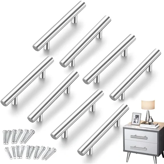 8 pcs T-bar handles for kitchen doors with screws (150 mm),
